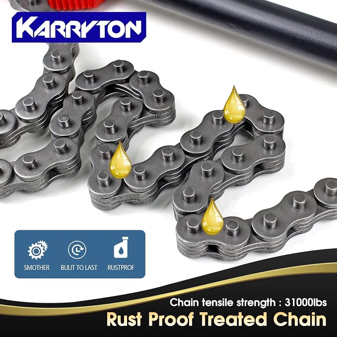 64" Chain Pipe Wrench, Fits 2"-12" Pipe Diameters, 55" Chain Length Max Breaking Load 31000LBs, Heavy Duty Chain Tongs for Pipe Installation, Oil Fields Operations and Maintenance