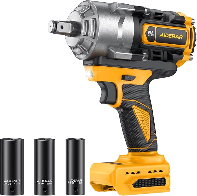 Impact Wrench for DeWalt Battery 1328Ft-Lbs (1800N.m) Impact Driver | 1/2" Impact Gun 3-Speed High Torque Power Tool for Tire Removal, Rusted Bolts, Heavy Equipment(No Battery)