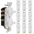 Baomain 10-Pack Double Toggle Light Switch,15 Amp 125V Two Single Pole Residential Grade,On/Off Electrical Wall Switch Self-grounding, Glossy White ETL Certified