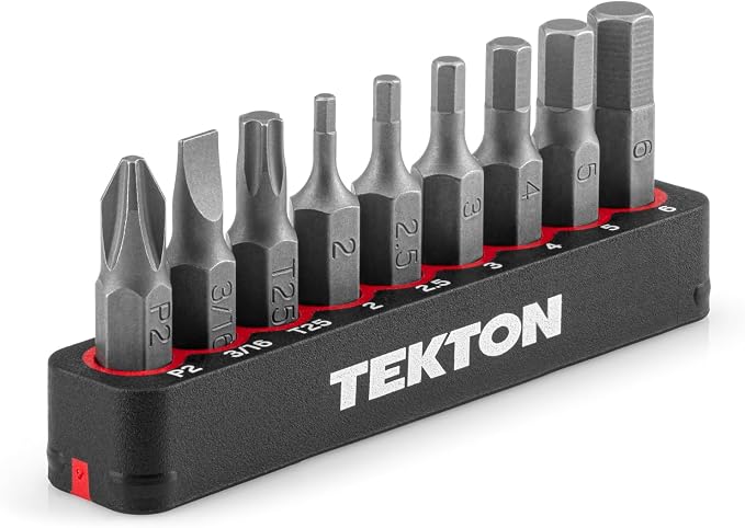 TEKTON 1/4 Inch Bicycle Bit Set with Rail, 9-Piece (#2, 3/16 in., T25, 2-6 mm) | DZZ93003