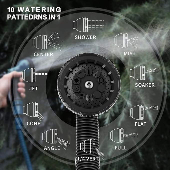 Garden Hose Nozzle Sprayer 10 Watering Patterns Spray Nozzles Heavy Duty Hose Head Lightweight Hose Attachment 2 Pack