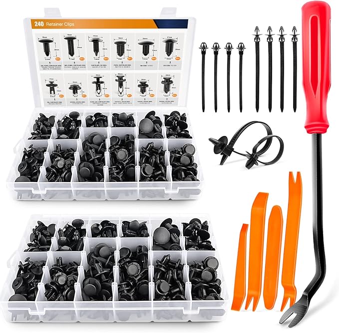GOOACC 480PCS Bumper Retainer Clips with Fastener Remover Car Plastic Rivets Push Kit -Door Trim Panel for Toyota GM Ford Honda Acura Chrysler
