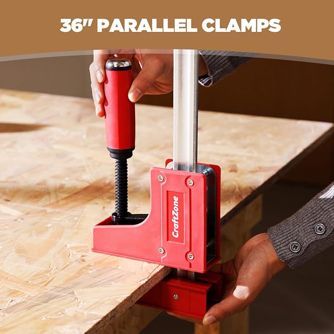 2-Pack 36" Parallel Clamps Bar Clamps for Woodworking F Bar Clamp with 1500 lbs Load Limit 3-7/8" Throat Depth High-Precision Carbon Steel Wood Clamps for Woodworking Metal Working