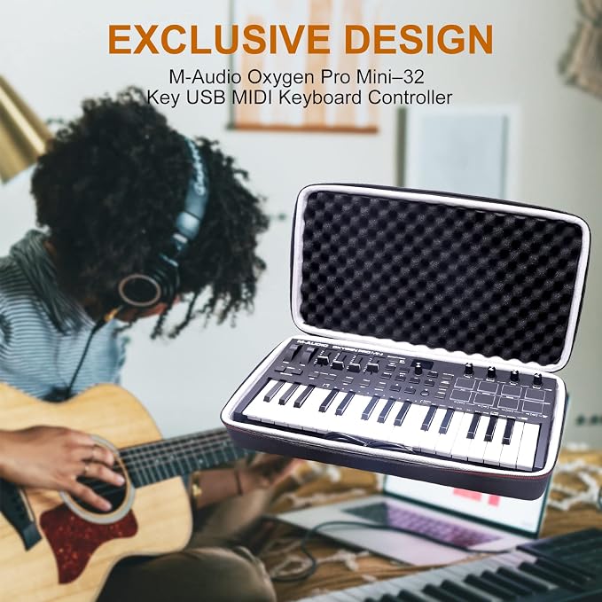 LTGEM Hard Case for M-Audio Oxygen Pro Mini – 32 Key USB MIDI Keyboard Controller