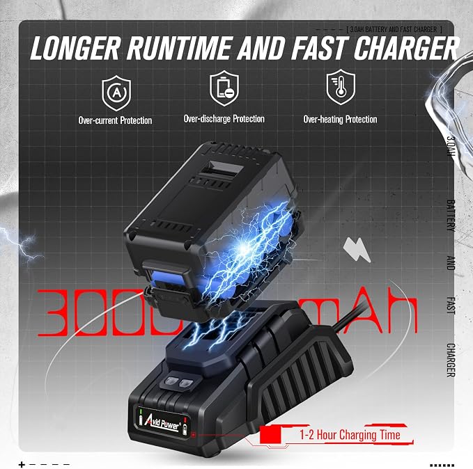 AVID POWER 1/2 Impact Wrench Brushless, 20V Cordless Impact Gun w/ 3 Variable Speeds, Max Torque 370ft-lbs (500N.m), 3.0Ah Li-ion Battery, 4Pcs Impact Sockets, Fast Charger