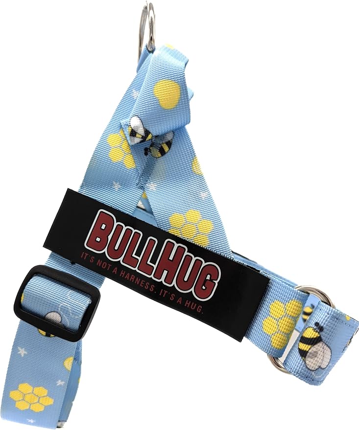 Adjustable Dog Harness– No Pull, No Choke – for English Bulldogs, French Bulldogs, Pugs & Broad-Chested Breeds – Easy, Safe Walks (Bumble BEE, Large)