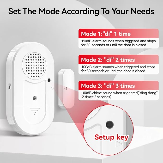 Sanjie Door Window Alarms - 5 Pack,110dB,Volume Control,Window Door Open Alarm Sensors for Kids Safety/Dementia/Pool,Wireless Sensors Keep Your Home Security,Easy to Install,Long Battery Life