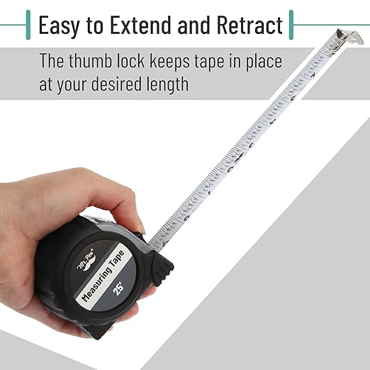Mr. Pen- Retractable Tape Measure 25 ft, Gray, Easy Read, Steel Retractable Measuring Tape with Fractions, Ideal for Construction & DIY Projects