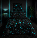 Nttopship Geometric Turquoise Black Triangle Twin Comforter Set, Light Honeycomb Bedding Set 7 Piece in A Bag,Bed Sheet Set Geometry Decor,Microfiber Lightweight All Season