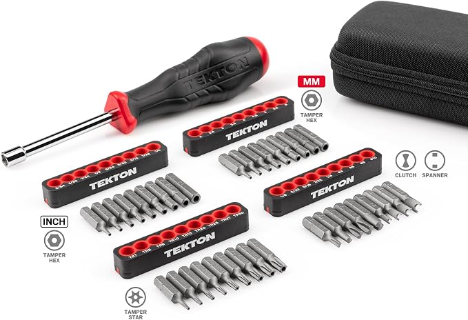 TEKTON 1/4 Inch Security Bit Driver and Bit Set with Case (37-Piece) | DBH93102