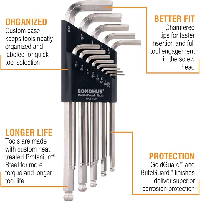 Bondhus 20399 Ball End L-Wrench DoublePK w/BriteGuard & GoldGuard Finish
