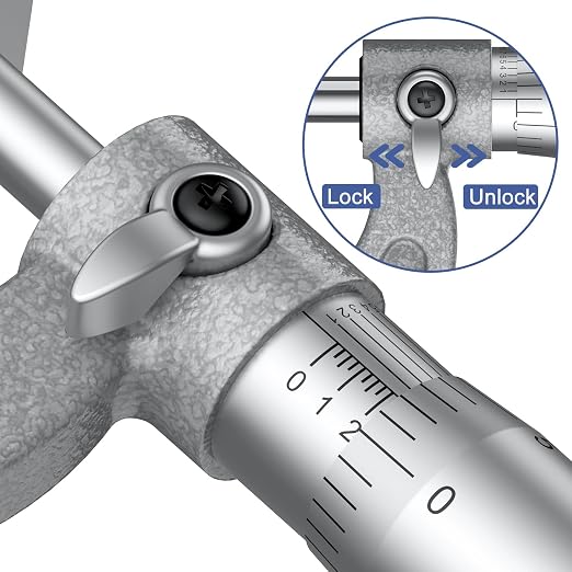 HDLNKAK Outside Micrometer 0-1", Machinist Micrometer, 0.0001" Graduation Micrometer Set, Alloy Precision Micrometer, Machinist Tool, Micrometer Standard with Case - Grey