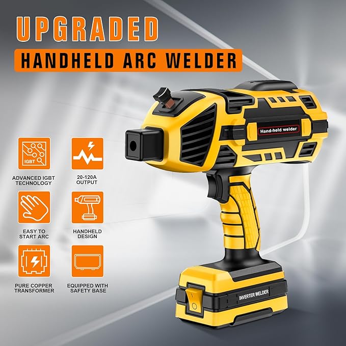 Handheld Welding Machine 110V 120A Portable Electric Welder Machine ARC Welder Gun with IGBT Inverter 5 Variable Current Adjustment for 3/32"-1/8" Welding Rod Tool