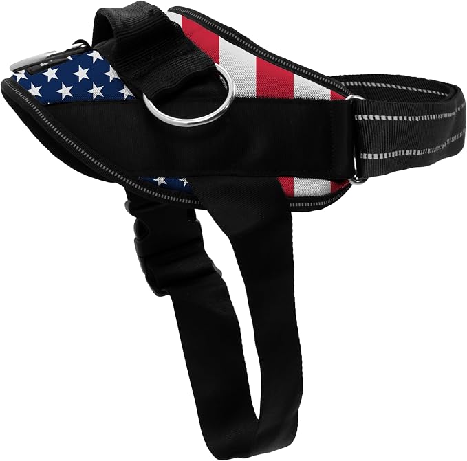 ShawnCo Essential Dog Harness, No-Pull Pet Vest (Stars and Stripes,XL) | 3 Leash Clips, Easy On, No-Choke, Reflective, Adjustable Fit, Padded Comfort, Control Handle, For Small, Medium & Large Dogs
