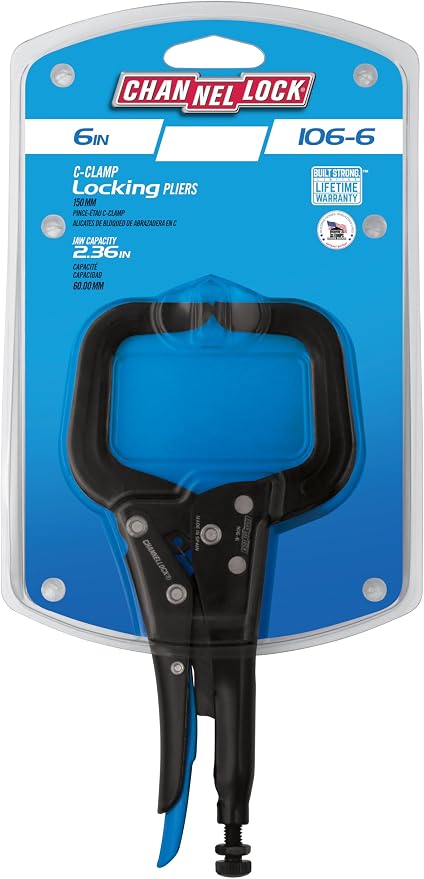Channellock 6-Inch C-Clamp Locking Pliers 106-6 - Epoxy Resin Coating, Forged Steel - 6 In