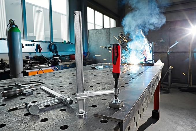 Bessey TW16-20-10-2K Clamping Element Tw16 For Welding Tables 7.87In/3.94In, Silver/Red