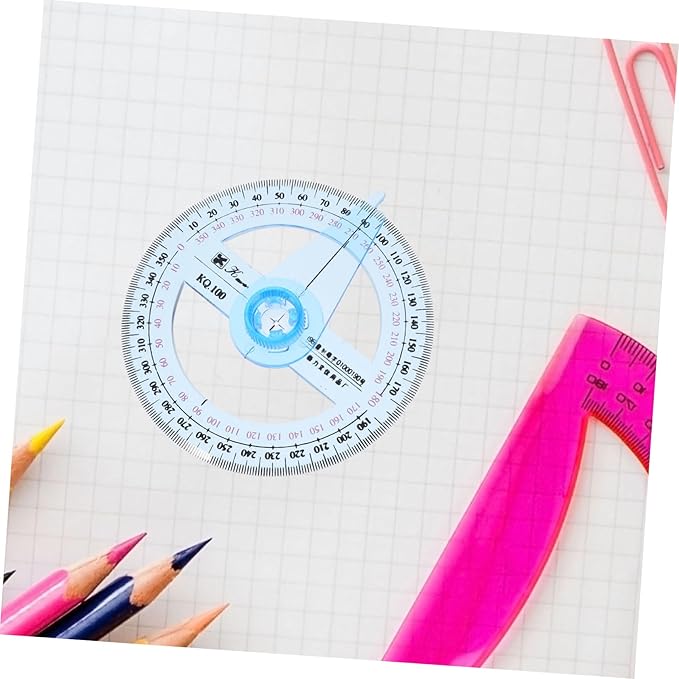 2Pcs Circle Protractor Drafting Tools Protractor Measuring Tool 360-degree Math Geometry Set for Classroom