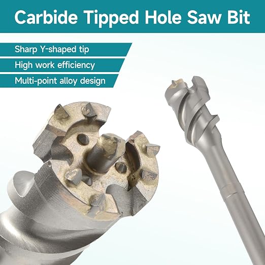 1-3/4 in. Break Through Drill Bit, 1-3/4 in. x 21-2/3 in. Carbide Tipped Hole Saw Bit with Storage Tube, SDS MAX Shank, Tools for Concrete Brick Stone and Other Masonry Construction Material