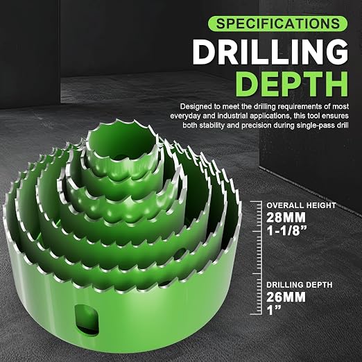 18 Piece Hole Saw Set - High Carbon Steel 19-76mm (3/4" to 3") Blades for Drywall, Softwood, Plastic, and PVC; Professional Grade with Instant Support