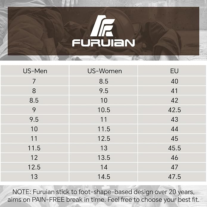 Furuian Steel Toe Boots for Men Women Comfortable Lightweight Work Boots for Men Slip Resistant High Top Steel Toe Safety Shoes Puncture Proof Indestructible Construction Shoes