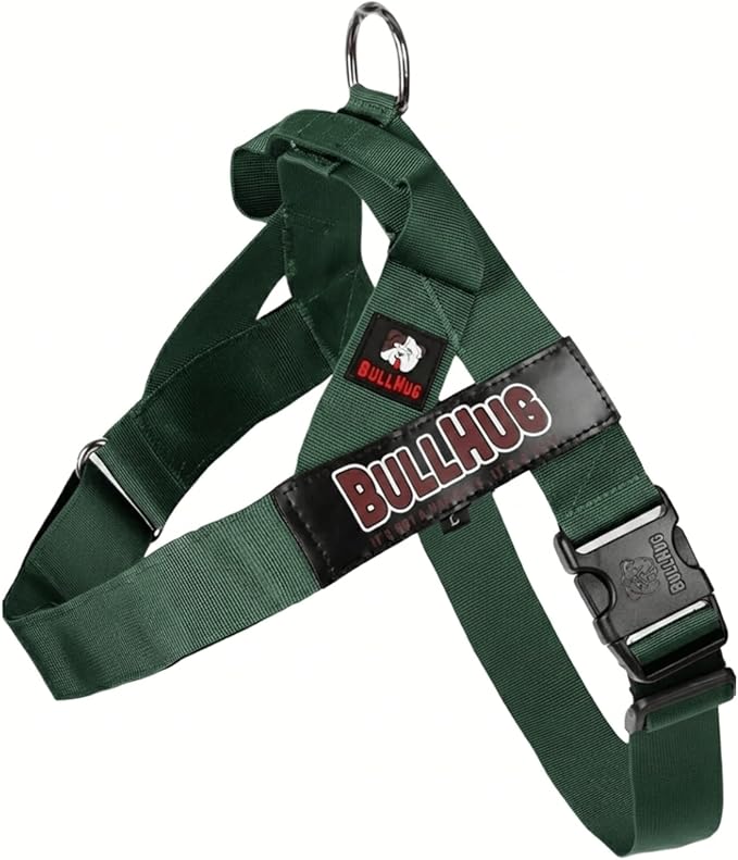 Adjustable Dog Harness– No Pull, No Choke – for English Bulldogs, French Bulldogs, Pugs & Broad-Chested Breeds – Easy, Safe Walks (Hunter Green, Small)