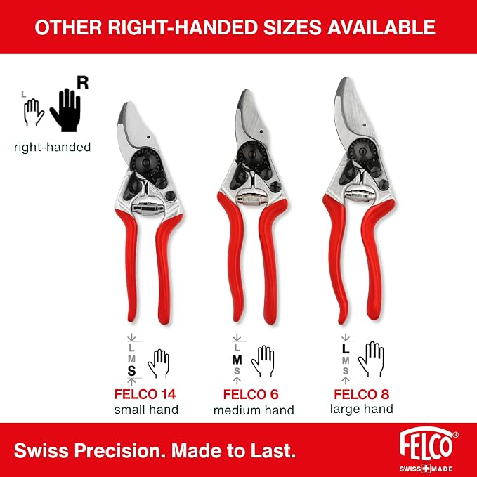 FELCO 6 ELITE Pruning Shears – 7.7" Swiss-Made Garden Clippers with Leather-Wrapped Handle for Medium Right Hands | Hand Pruners for Gardening | Garden Tool Cutter with Bypass Blade, Aluminum Body