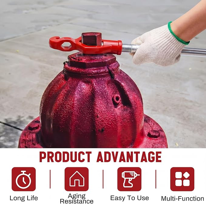 Tandefio 1 Pcs Fire Hydrant Wrench, 1-1/2" to 3", Red | Adjustable Hydrant Key for Utility Crews, Multifunctional Hydrant Wrench for Tightening Fire Nuts Tightening Water Pipes