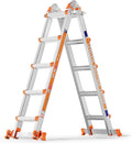 LEVELEVE Telescoping A Frame Ladder, 17FT Multi Position Ladder with Stabilizer Bar & Wheels,330 lbs Security Load for Stairs Home Indoor Outdoor Roof