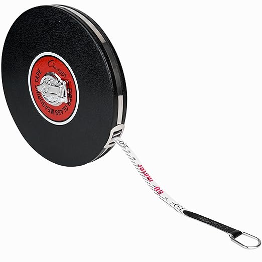 Champion Sports Closed Reel Measure Tape – 165 ft / 50 m, Hand Crank, Dual-Sided Feet & Meters