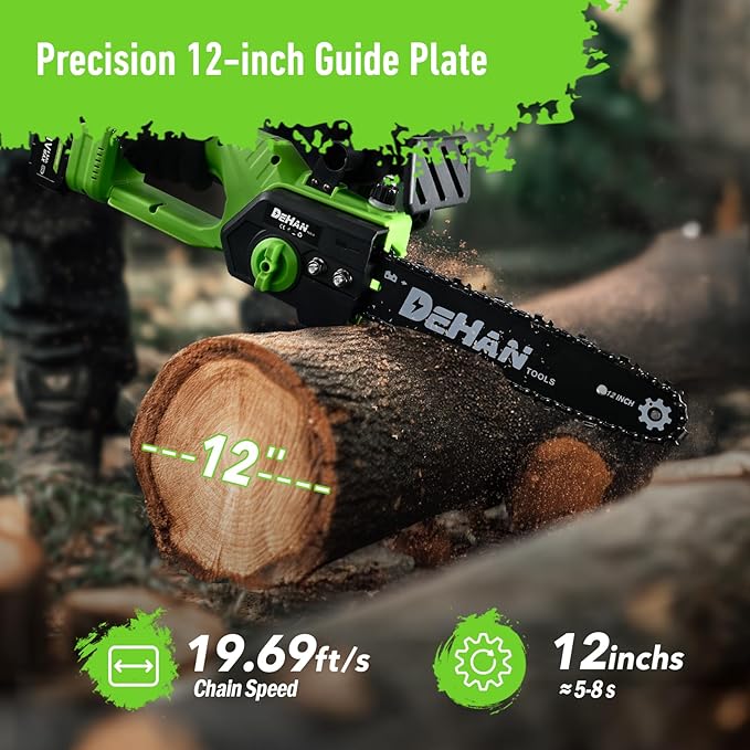 12 Inch Brushless Battery Chainsaw Cordless Mini Chain Saw with 2x4.0A Batteries and 3 Chains, Battery Powered Handheld Chainsaw for Tree Trimming Electric Tree Trimmer for Men