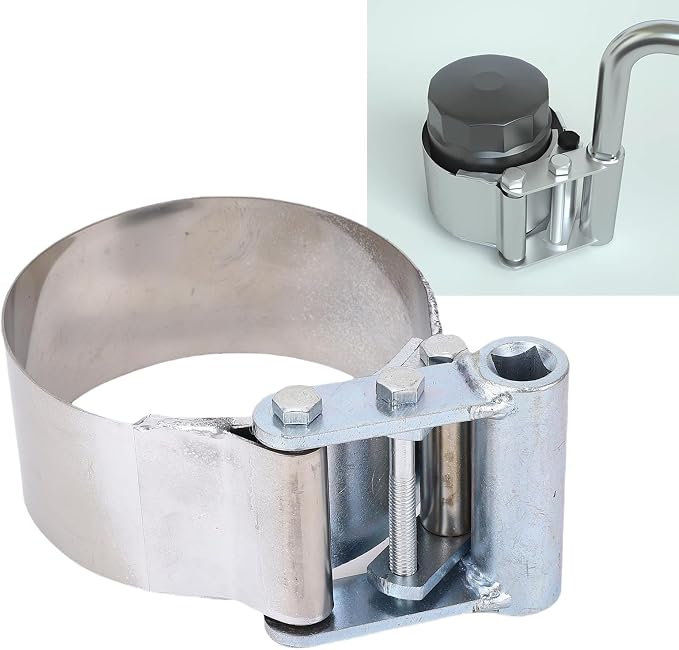 Dan&Dre Heavy Duty Oil Filter Wrench, Stainless Steel Adjustable 3 3/4 to 4 1/2 Inch with 1/2 Inch Drive, for Automotive Engine Oil Filter Removal