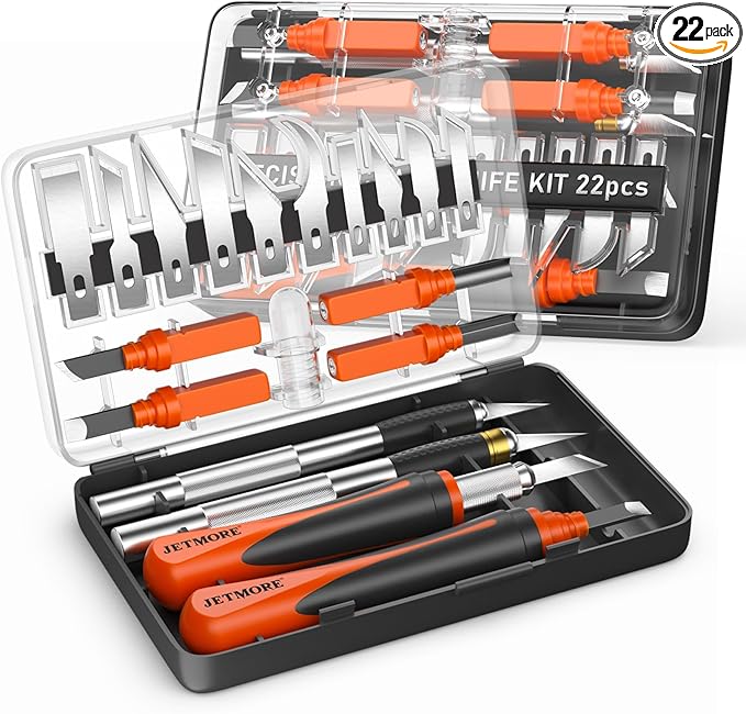 JETMORE Exacto Knife, 22-Piece Exacto Knife Set, Hobby Knife with Exacto Blades, Craft Knife for Modeling, Carving, Precision knife for Stencil, Crafting, Scrapbooking, Art Knife