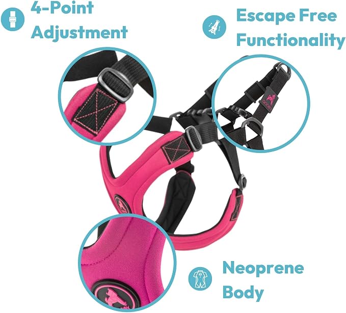 Gooby Escape Free Sport Dog Harness, Choke-Free, Lime, Large | Patented escape-free frame; Reduces choking; 4-point adjustment; Soft neoprene padding; Durable webbed straps