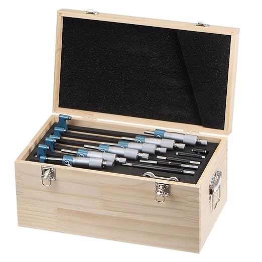 HARFINGTON Outside Micrometer 0-1" 1"-2" 2"-3" 3"-4" 4"-5" 5"-6" Measuring Tool 0.0001" Graduation 6in1 Set