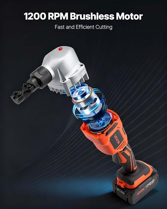 VEVOR Cordless Metal Nibbler, with 18 V 4000 mAh Battery, 1200 RPM Brushless Motor, Electric Nibbler Metal Cutter with Plastic Carrying Case for Cutting Stainless Steel, Aluminum, and Copper Sheet