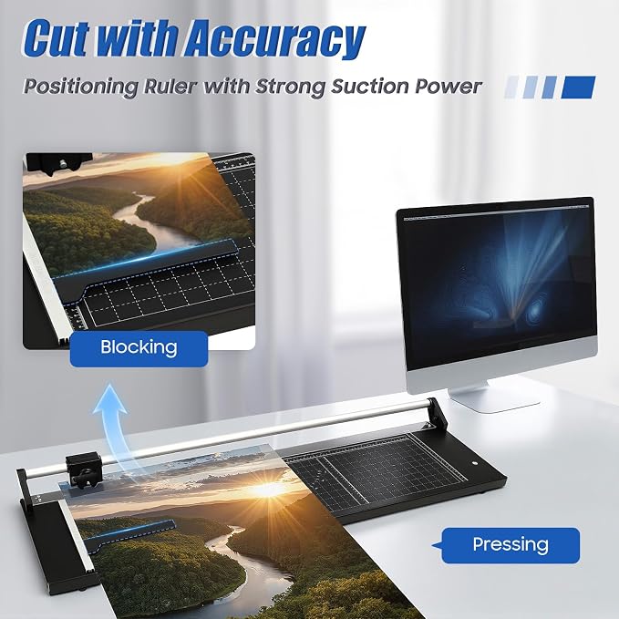 Manual Heavy Duty 36 Inch Rolling Cutter, Precision Rotary Paper Trimmer, A4 Paper Craft Cutter for Cut Gift Card, Coupon, Label, Photo, Thin Plastic Soft Board, PVC, Card Stock (36in)