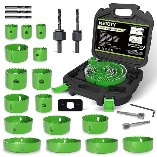 27 Piece Hole Saw Set - High Carbon Steel 19-152mm (3/4" to 6") Blades for Drywall, Softwood, Plastic, and PVC; Professional Grade with Instant Support