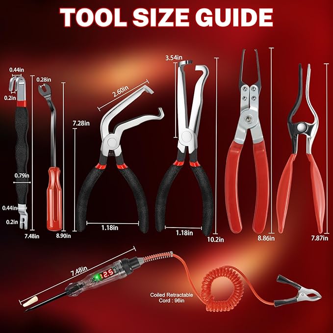 9 PCS Automotive Electrical Disconnect Pliers Kit, High-Carbon Steel Electrical Terminal Connector Separator Removal Clip Set with 37960/37980 Plier, Auto Test Pen, Terminal Pin Repair Tool