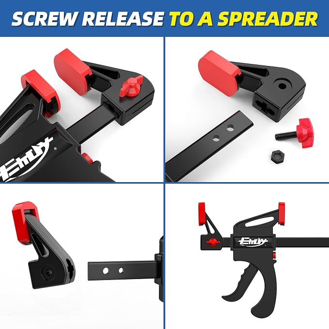 50" Bar Clamps for Woodworking 2-Pack, One-Handed Clamp/Spreader, Light-Duty Quick-Change F Clamp with 130 LBS Load Limit, Ideal for Woodworking/Carpentry/Home Improvement/DIY