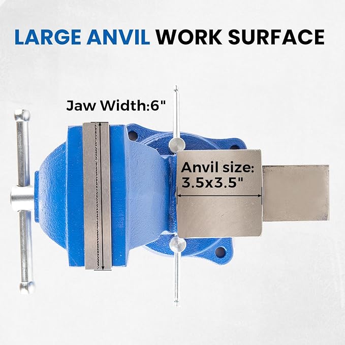 Forward 0806 6 Inch Bench Vise Workbench Vise with Anvil and Swivel Base