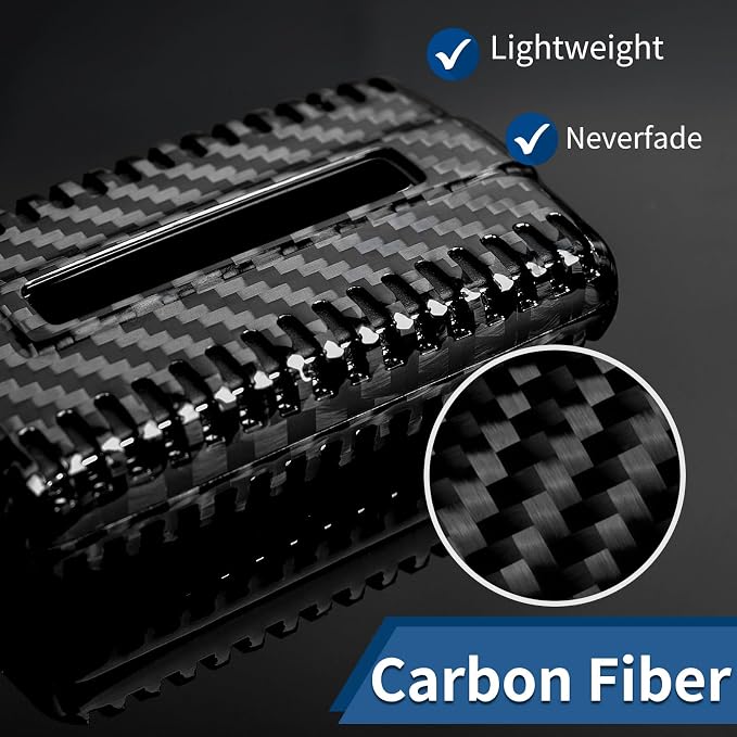 Real Carbon Fiber Key Fob Cover Compatible with Jeep Grand Cherokee L | T-carbon Key Fob Protector Compatible with Jeep Wagoneer Grand Wagoneer Gladiator 2020-2025 Smart Key(Black)