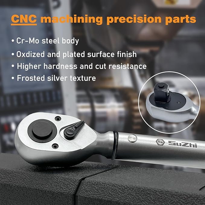 SuZhi 1/2 Inch Torque Wrench 25-250 ft-lb /33.9-339 N.M/Aluminum Alloy handle & Cr-Mo Material Head, Heavy Duty, Professional,Dual Direction, Store in Solid Case
