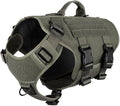 ICEFANG No Pull Tactical Dog Harness for Large Dogs,Adjustable Dog Vest | Control Handle,MOLLE Panel,Front Hook,3 Leash Clips,Soft Padded,for walking training,Green,Large