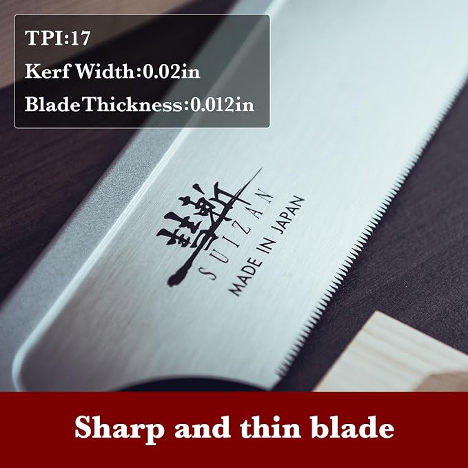 SUIZAN Dozuki Dovetail Saw 9.5" Rip Cross Cut - Japanese Pullsaw Hand Saws | Professional Pull Saw for Woodworking Joinery Tenon Furniture Making DIY Tools Fine Wood Cut Miter Sharp Replaceable Blade