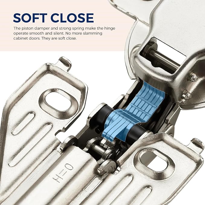 Ravinte 30 Pairs 60 Packs Full Overlay Cabinet Door Hinges,105 Degree Adjustable Concealed Kitchen Cabinet Hinges Soft Close for Face Frame Cabinet