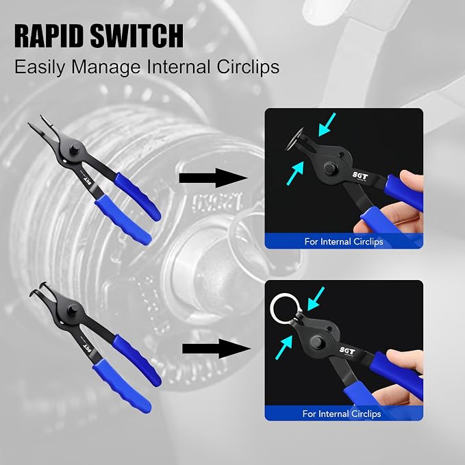 14pcs Snap Ring Pliers Set, Internal and External Circlip C Clip Pliers Kit