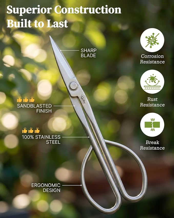 6-Piece Bonsai Tools Set with Tool Roll Bag Organizer, Heavy Duty Bonsai Tree Kit, Include Concave Cutter, Knob Cutter, Trunk Splitter, Bonsai Scissors, Wire Cutter, Jin Pliers