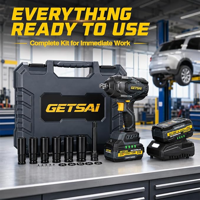 Impact Wrench 1700N.m, 1/2 1254Ft-lbs Super High Torque Cordless Impact Gun with 2x4.0Ah Battery, Electric Pistola De Impacto with 6 Socket, 3500IPM Brushless Llave De Impacto for Truck/Pickup