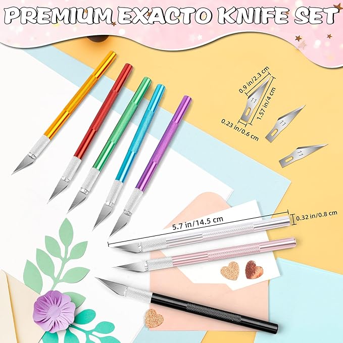 DIYSELF Exacto Knife, 4 PCS Exacto Knives with 40 Exacto Blades #11, Craft Knife, Hobby Knife, Exacto Knife for Crafting, Art, Scrapbooking, Stencil, Precision Exactly Knife for Sculpting, Model