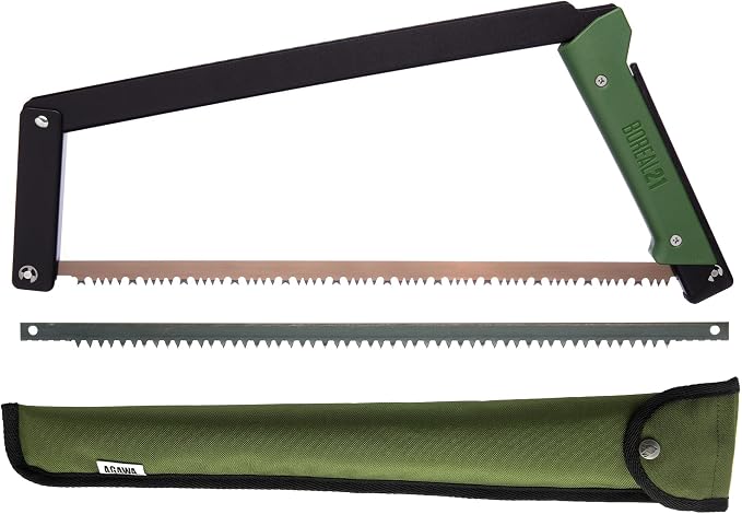 AGAWA - BOREAL21 Tripper Kit - Includes 21" Folding Saw, Nylon Carrying Case, 21" All-Purpose & 21" Aggressive Blade - For Camping, Hiking & Survival Gear (Black Frame/Green Handle)